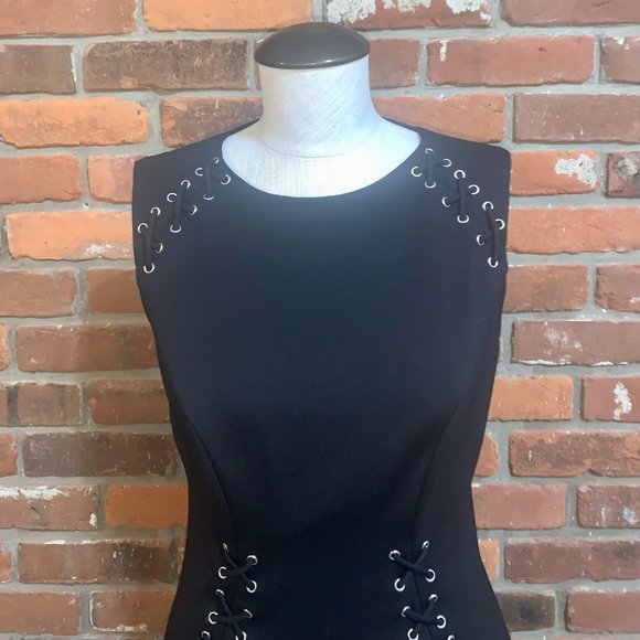 Cache Womens Black Open Back Lace Up Sleeveless Dress Size 6 - Picture 2 of 7